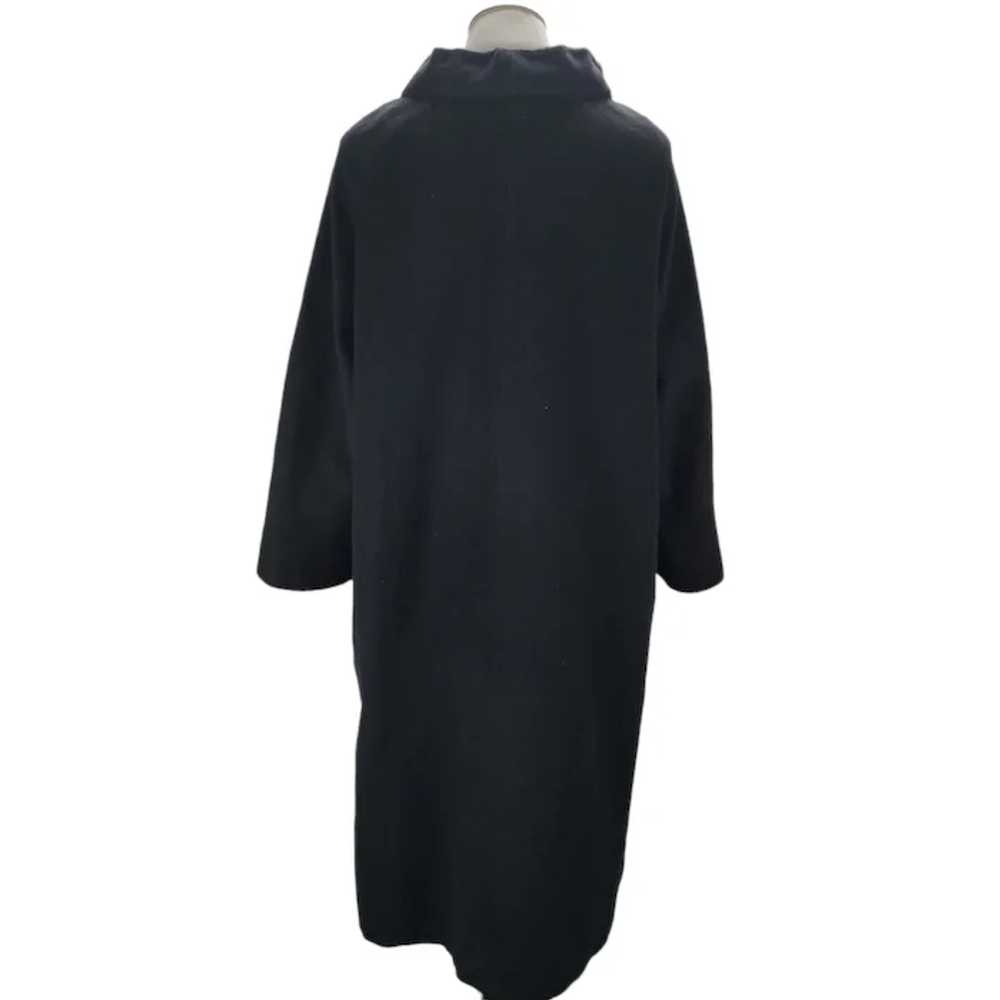 70s Black Dress Coat Size L/XL Wool Midi Length 3… - image 3