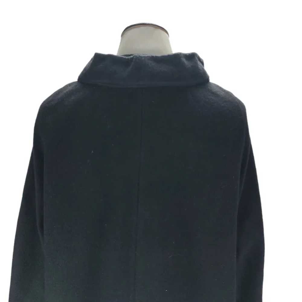 70s Black Dress Coat Size L/XL Wool Midi Length 3… - image 7