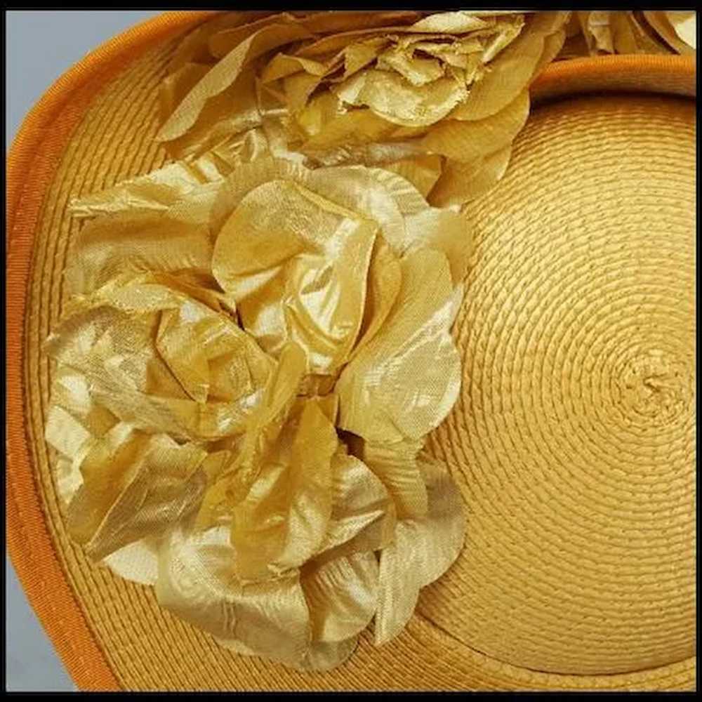 Wide Brim Hat Gold Lame' Flowers Superb 1930s Sil… - image 5