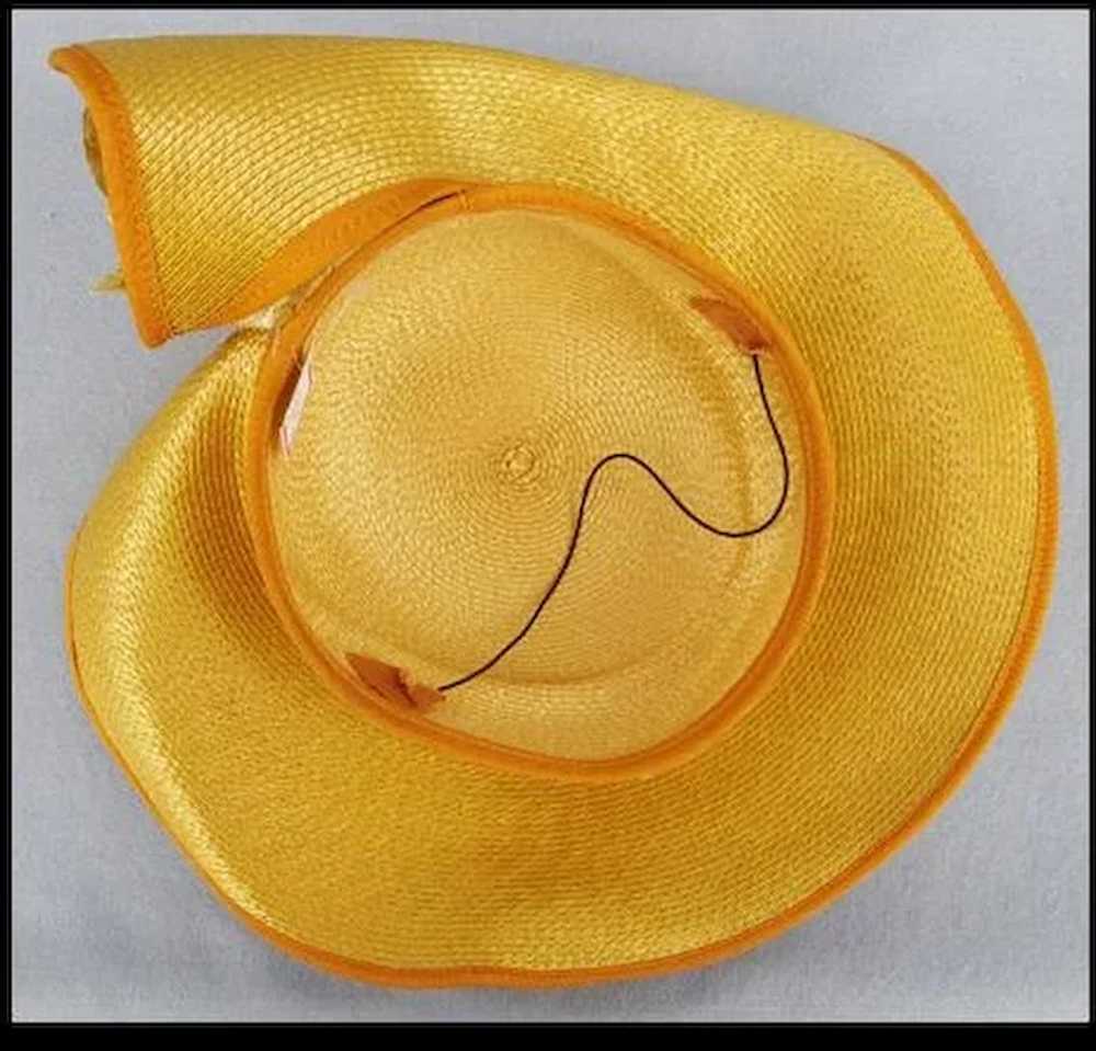 Wide Brim Hat Gold Lame' Flowers Superb 1930s Sil… - image 6