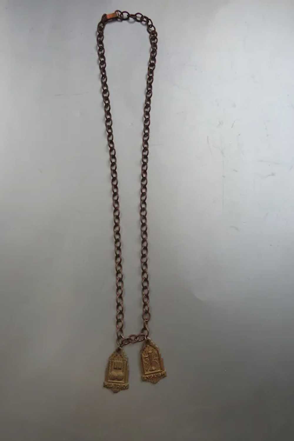 Long Vintage Copper Chain with Two Academic Awards - image 3