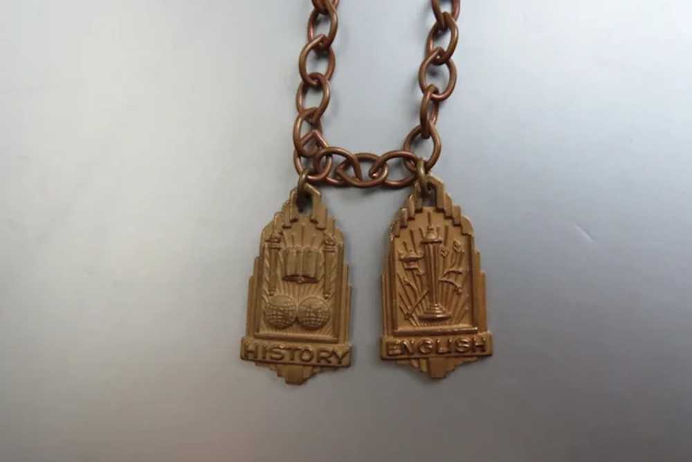 Long Vintage Copper Chain with Two Academic Awards - image 5