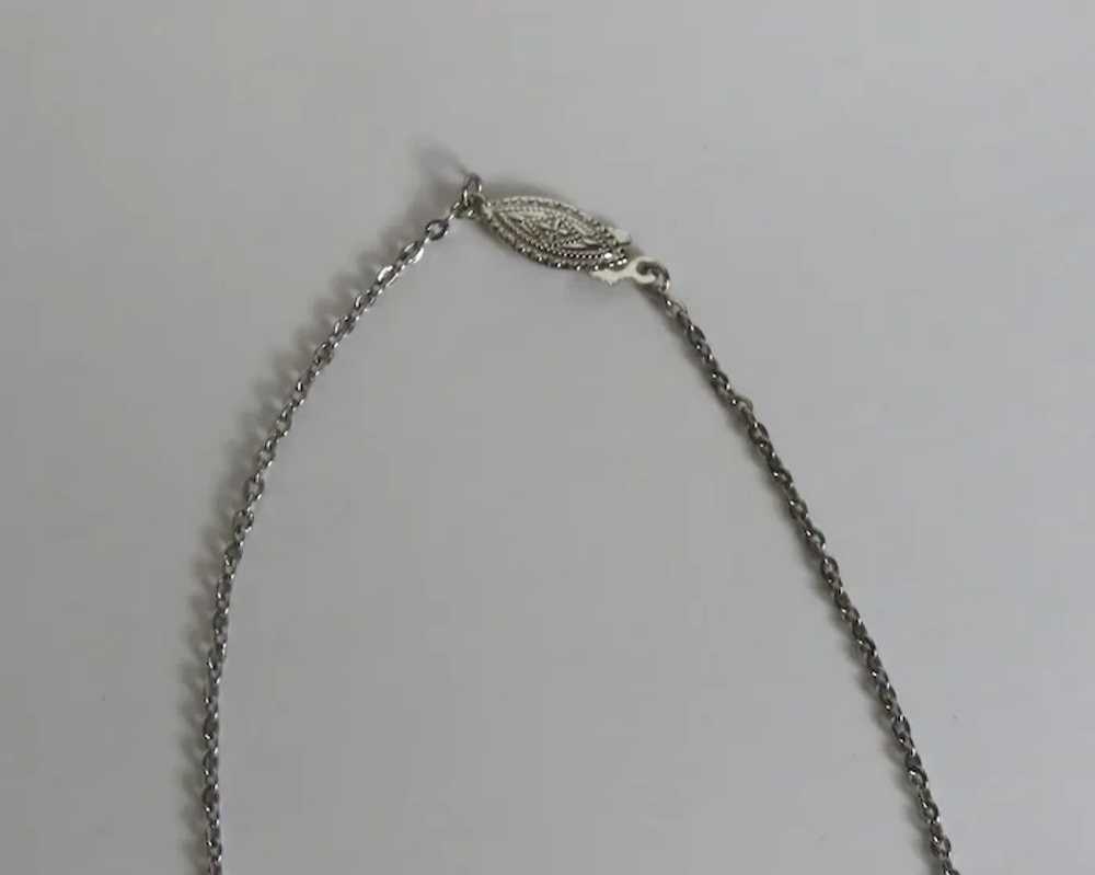 Vintage Sterling Silver Chain Necklace with Coral… - image 2