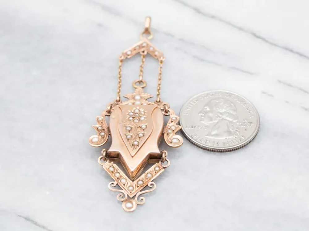 Antique Floral Seed Pearl Mourning Locket - image 4