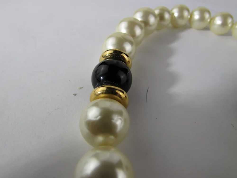 Napier Faux Pearl Necklace With Dramatic Center F… - image 10