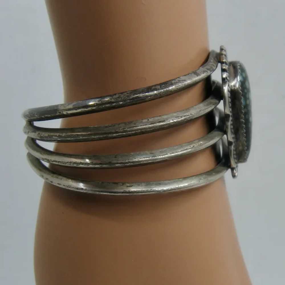 Navajo Sterling Damele Spiderweb Turquoise Cuff B… - image 12