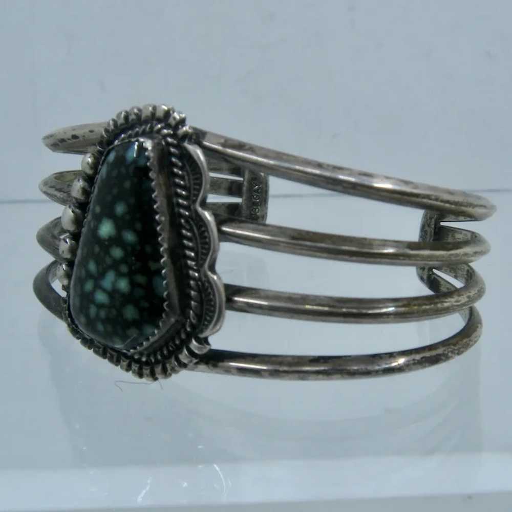 Navajo Sterling Damele Spiderweb Turquoise Cuff B… - image 4