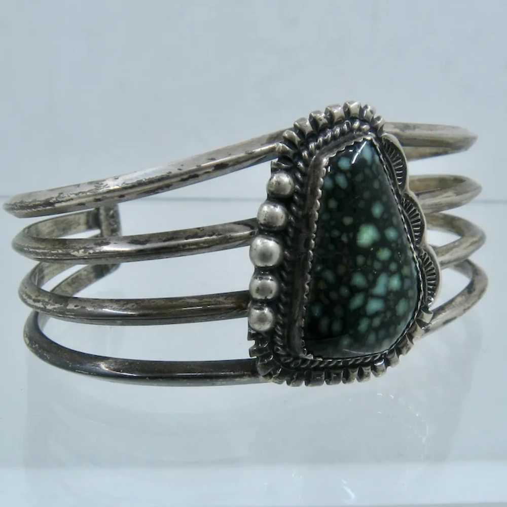 Navajo Sterling Damele Spiderweb Turquoise Cuff B… - image 7