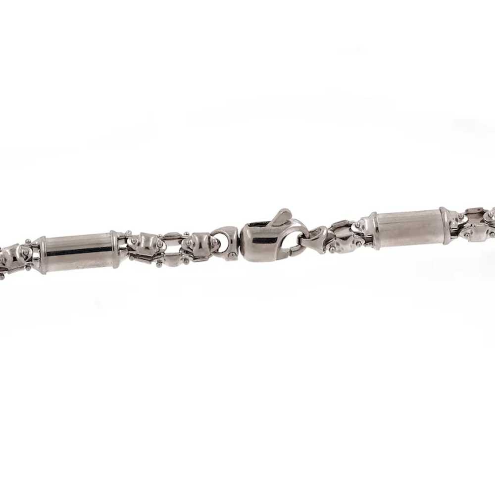 Cylinder Tube Link Chain Necklace 14K Italian Whi… - image 4