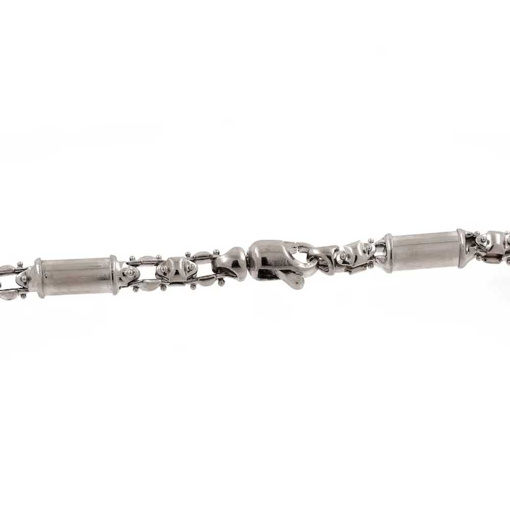Cylinder Tube Link Chain Necklace 14K Italian Whi… - image 5