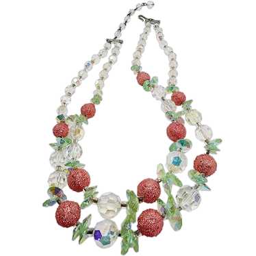 Vintage Double Crystal Sugared Necklace [A1241] - image 1