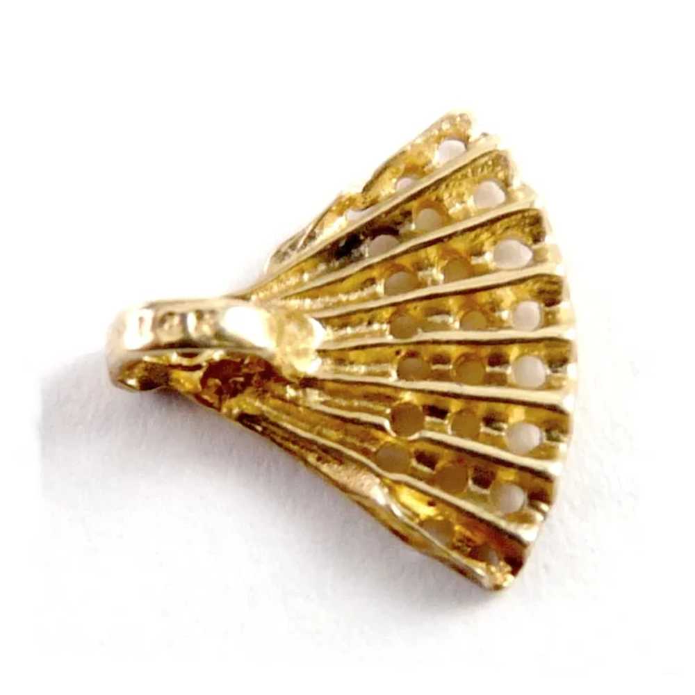 Petite 14K Yellow Gold Diamond Cut Open Hand Fan … - image 3