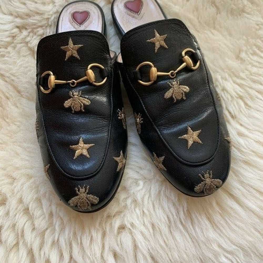 Gucci GUCCI Princetown Bees & Stars Embroidered Mules… - Gem