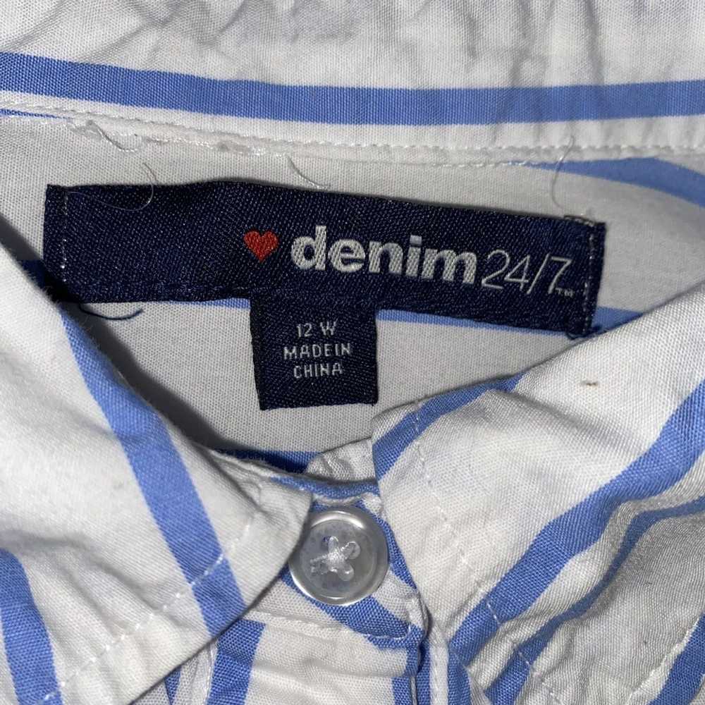 Other Denim 24/7 button down stripe top w/flare b… - image 6