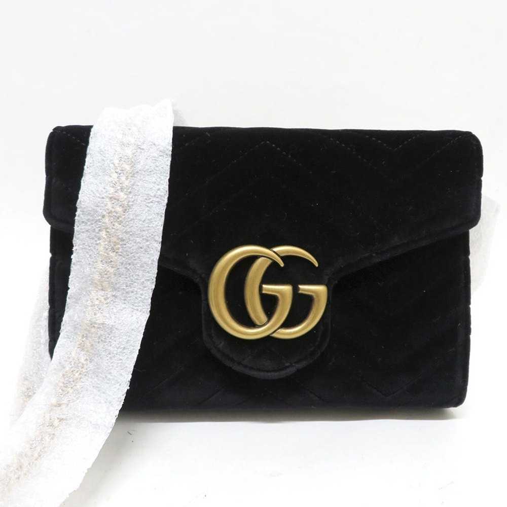 Gucci Gucci Marmont Velor Leather Black GG Mini B… - image 1