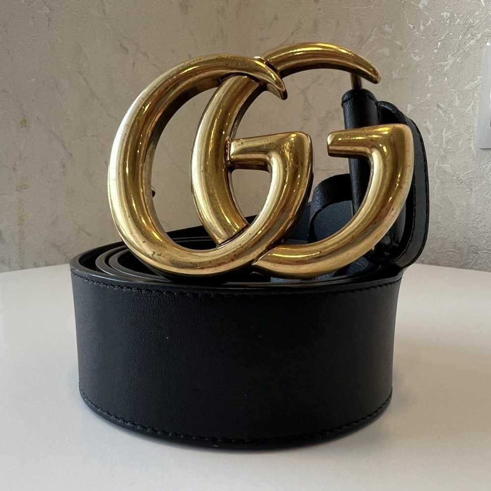 Gucci 🔹GG Buckle Marmont Leather Belt 400593 AP0… - image 1