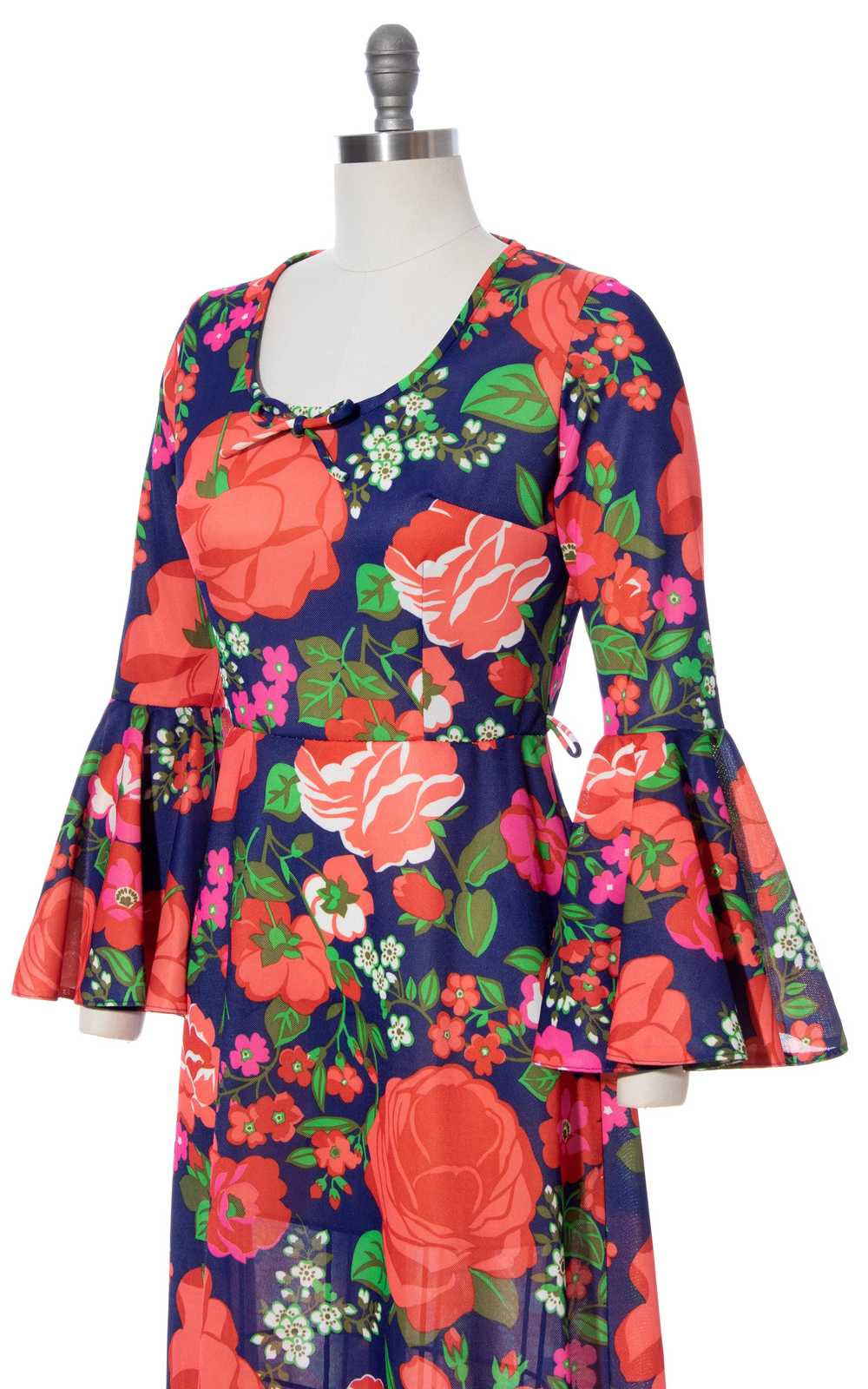1970s Circle Sleeve Floral Maxi Dress | medium - image 2