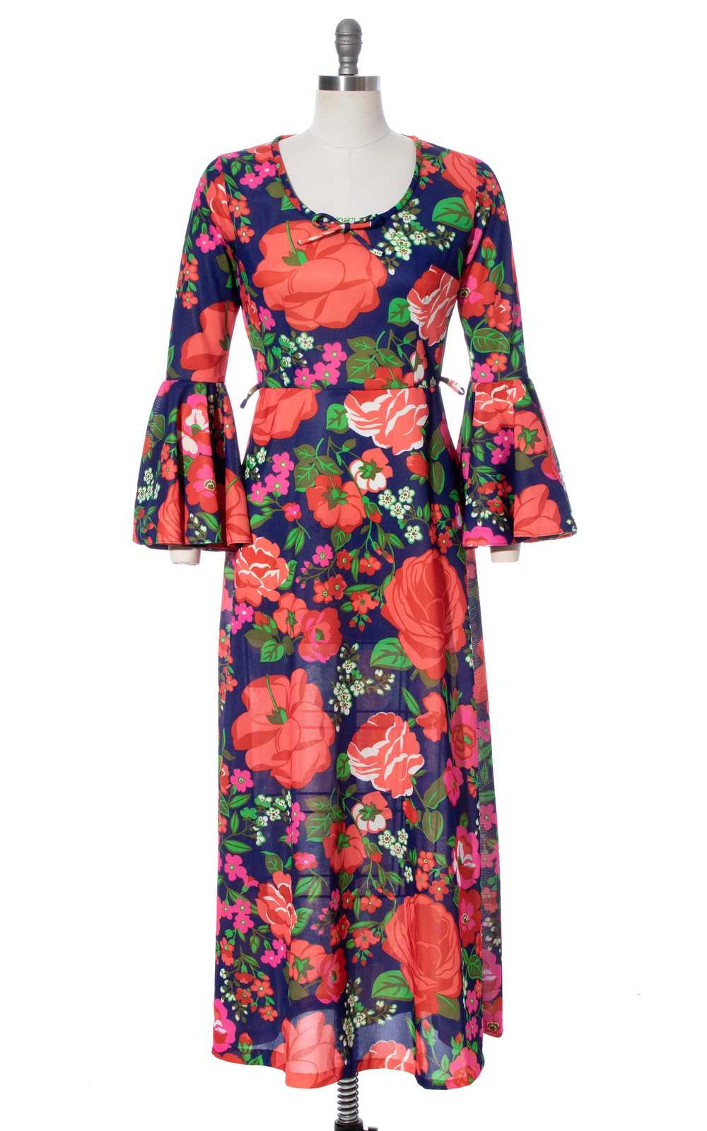 1970s Circle Sleeve Floral Maxi Dress | medium - image 3