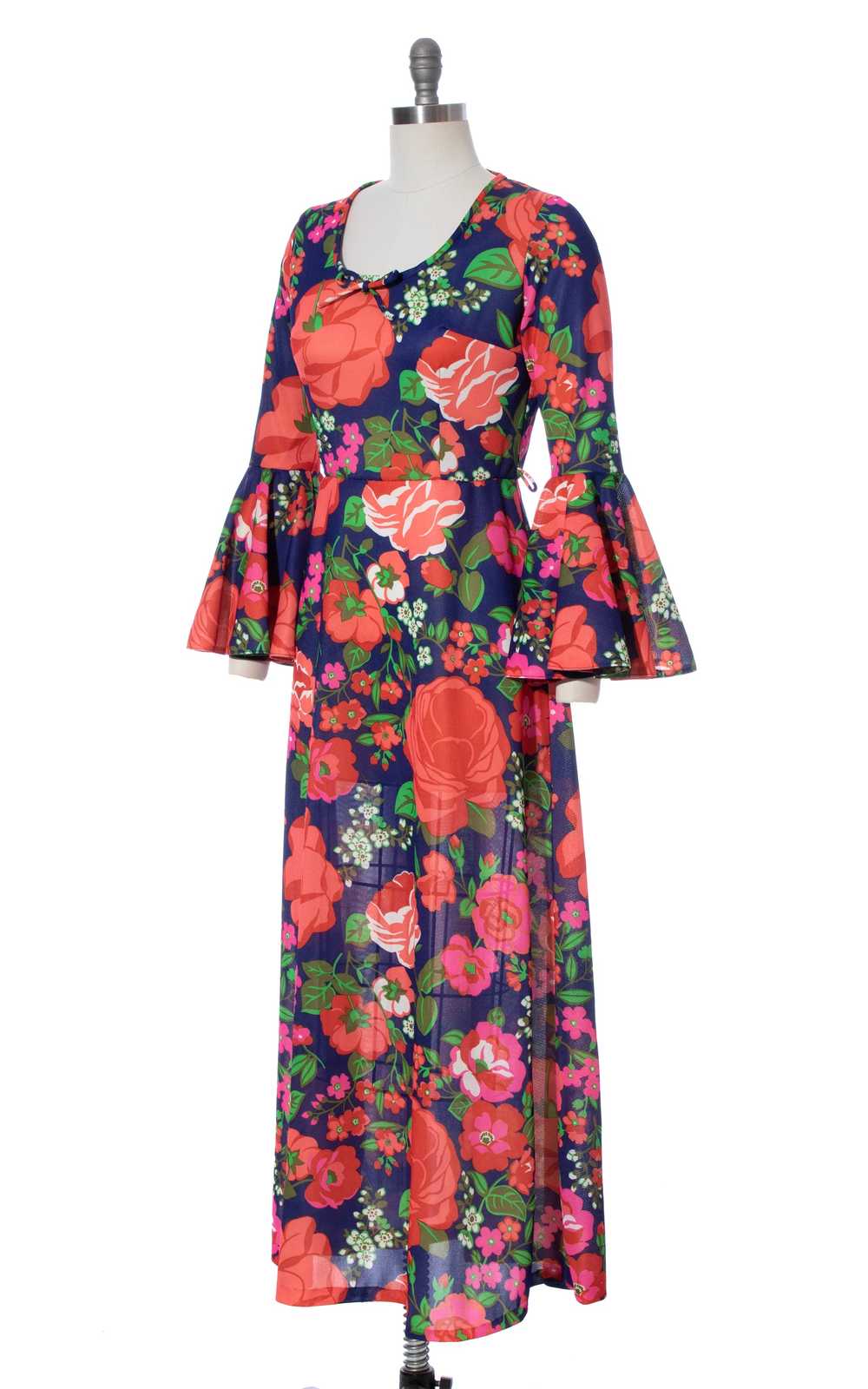 1970s Circle Sleeve Floral Maxi Dress | medium - image 4