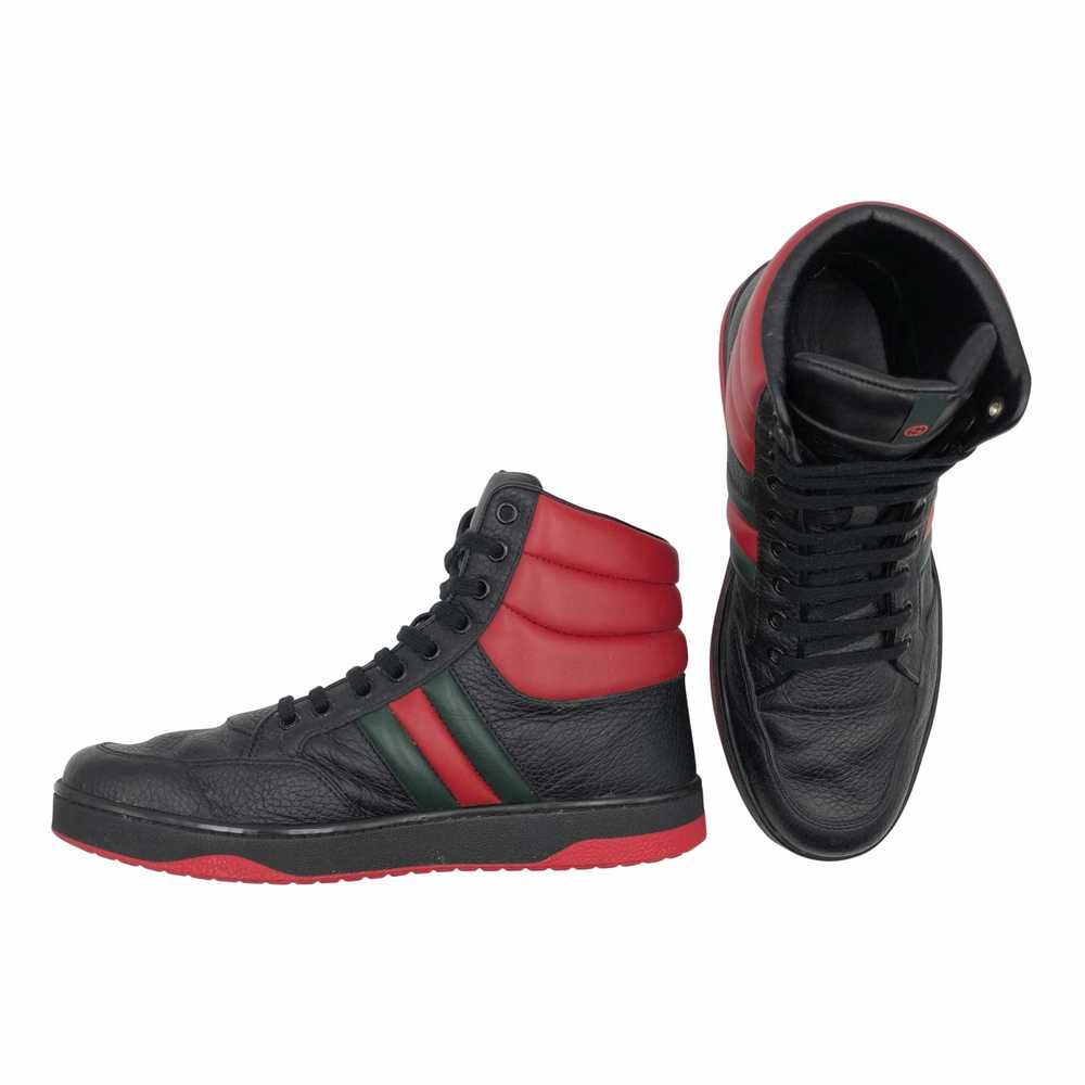 Gucci hi-top sneakers in black and red leather - image 2