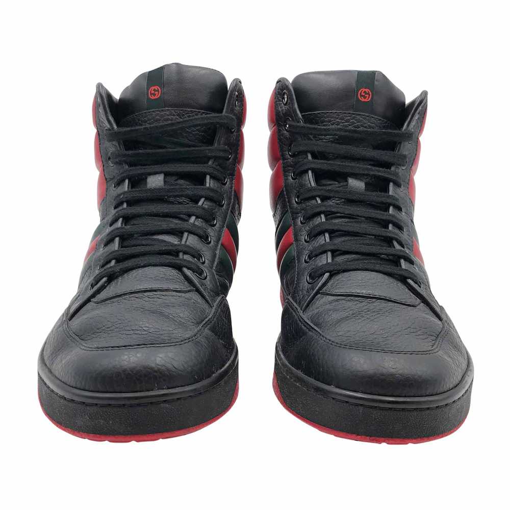 Gucci hi-top sneakers in black and red leather - image 3