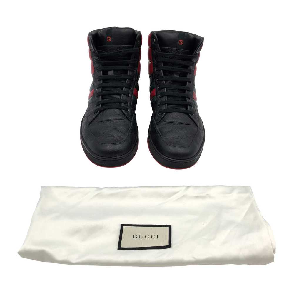 Gucci hi-top sneakers in black and red leather - image 6