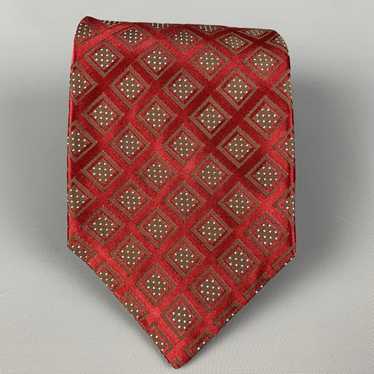 Kiton Burgundy Taupe Rhombus Silk Tie