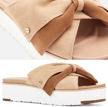 Ugg UGG Joanie Suede Platform Slides Tan Brown Bo… - image 1