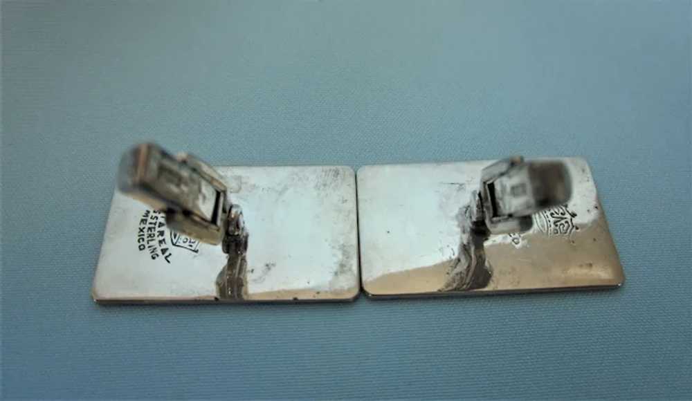 Signed Vintage Mexican Sterling Large Etched Cuff… - image 2