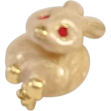 Enameled Bunny Rabbit Trembler Pin - image 1