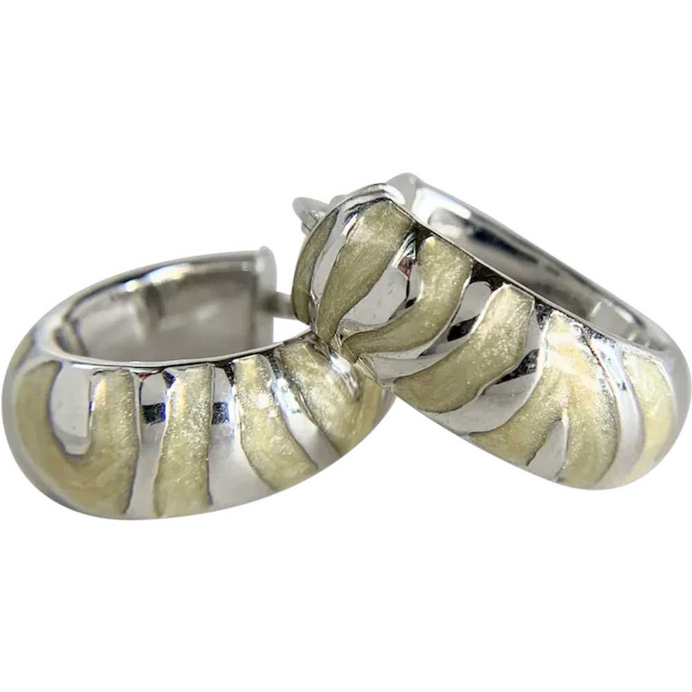 Vintage 14K White Gold Zebra Striped Pattern Resi… - image 1