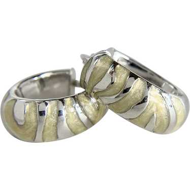 Vintage 14K White Gold Zebra Striped Pattern Resi… - image 1