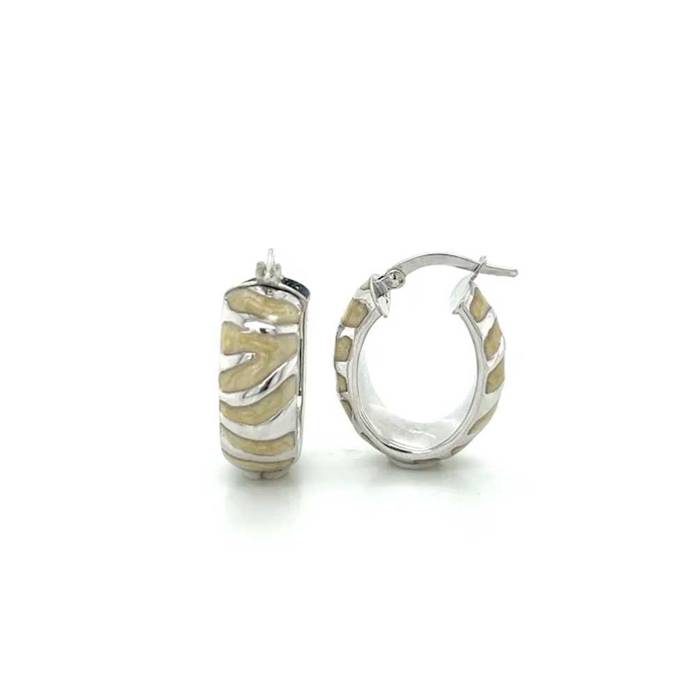 Vintage 14K White Gold Zebra Striped Pattern Resi… - image 2