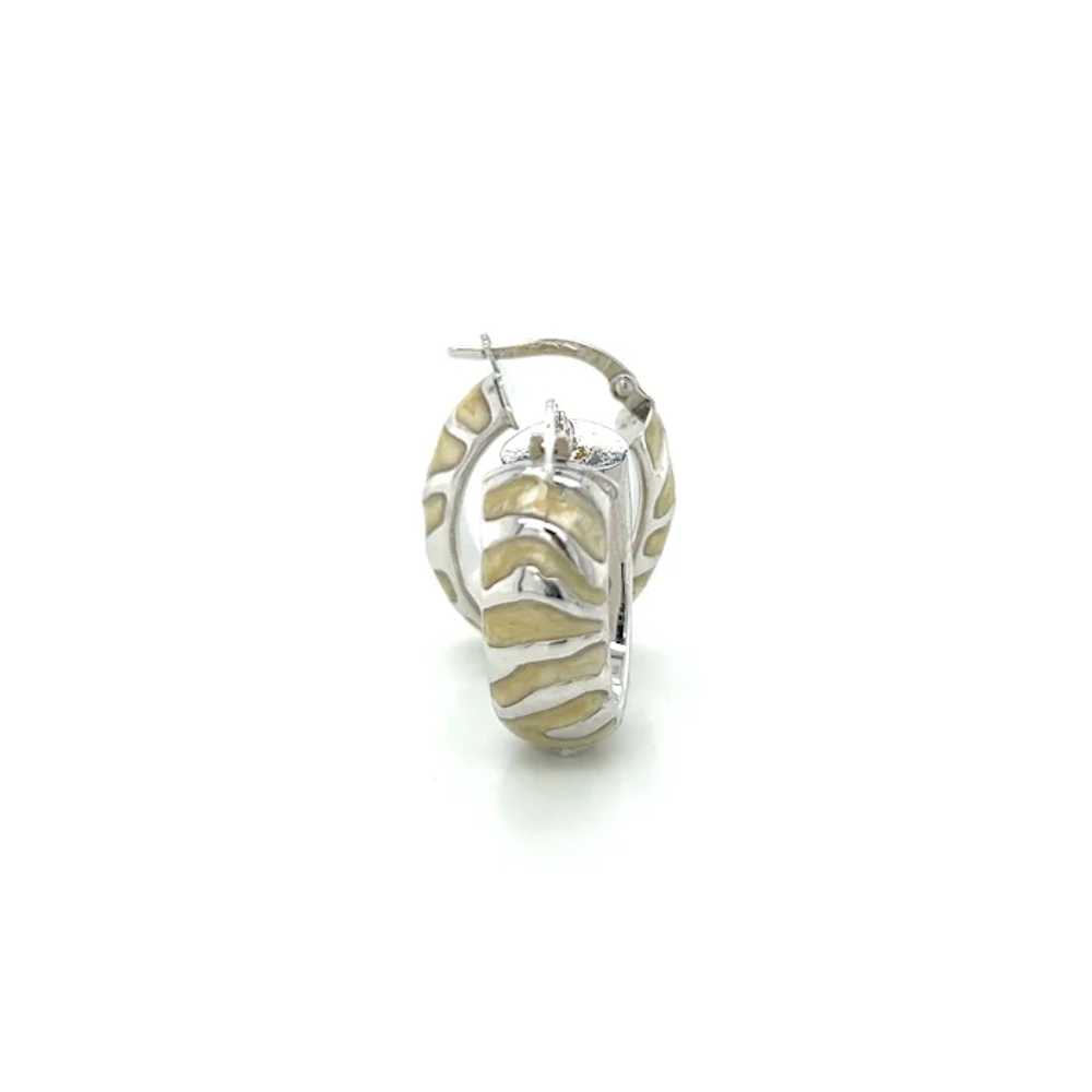 Vintage 14K White Gold Zebra Striped Pattern Resi… - image 3