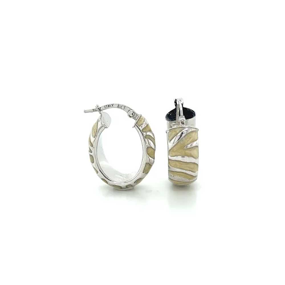 Vintage 14K White Gold Zebra Striped Pattern Resi… - image 4