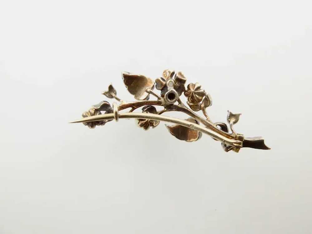 Antique Diamond and Pearl Floral Spray Brooch - image 2