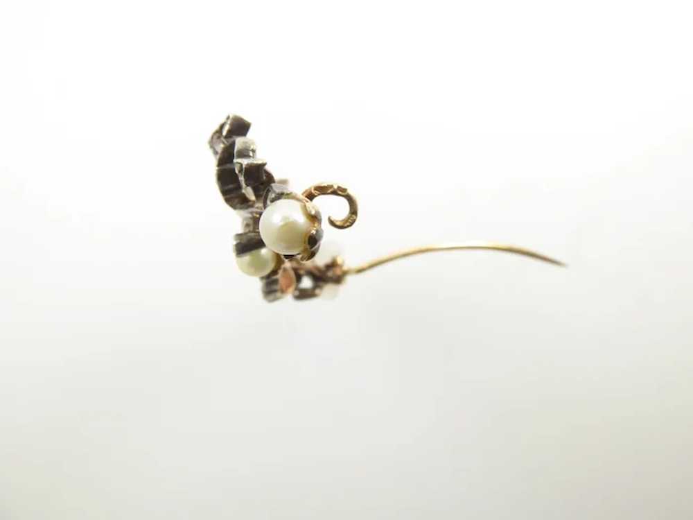 Antique Diamond and Pearl Floral Spray Brooch - image 3