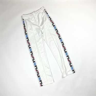 FILA 90's Vintage Mens Track Pants Trousers Navy Blue White Striped  Training
