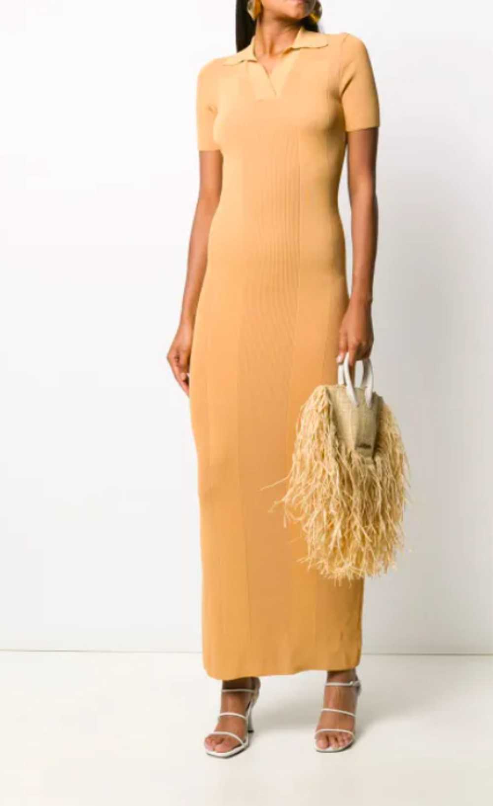 JACQUEMUS Long Mustard Yellow Polo Knit Dress S/36 - image 4