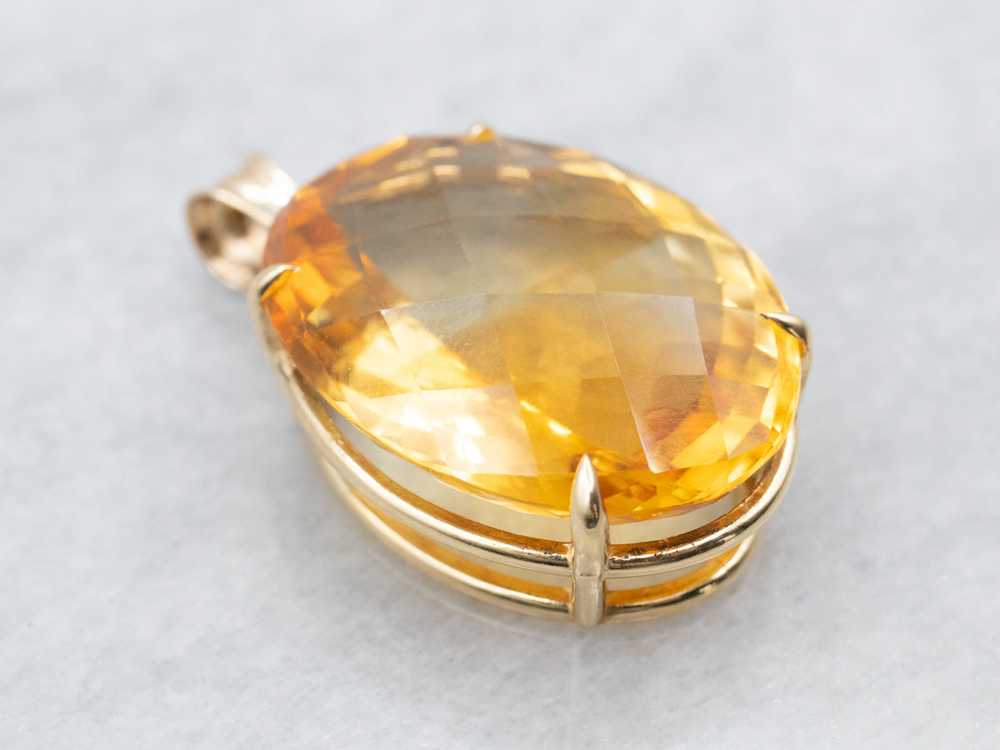 Bold Citrine and Gold Solitaire Pendant - image 1