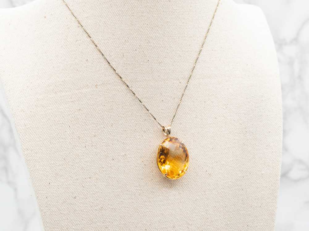 Bold Citrine and Gold Solitaire Pendant - image 5