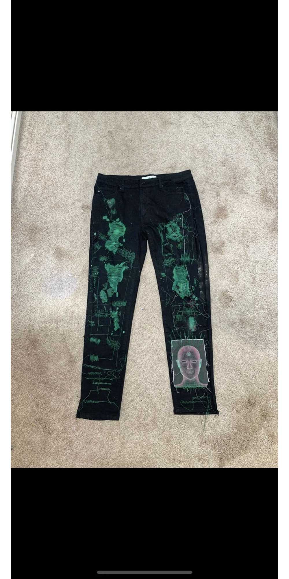 Custom × Vintage Custom stitch denim green - image 1