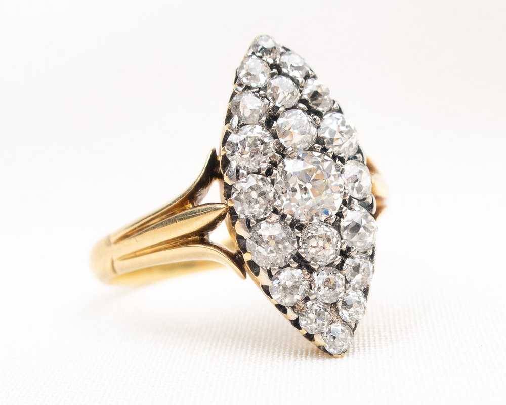 Victorian Diamond Navette Ring - image 2