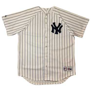 vintage Yankees Jersey Adult L White Short Sleeves Buttons Majestic MLB  Mens