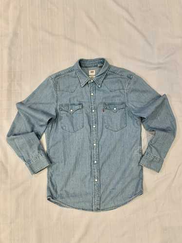 Levi's Mens Barstow Classic Western Denim Pearl Snap Button Casual Dress  Shirt
