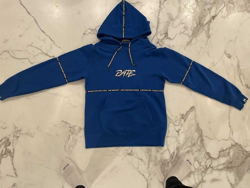 Bape Bape Blue Logo Tape Hoodie - image 1