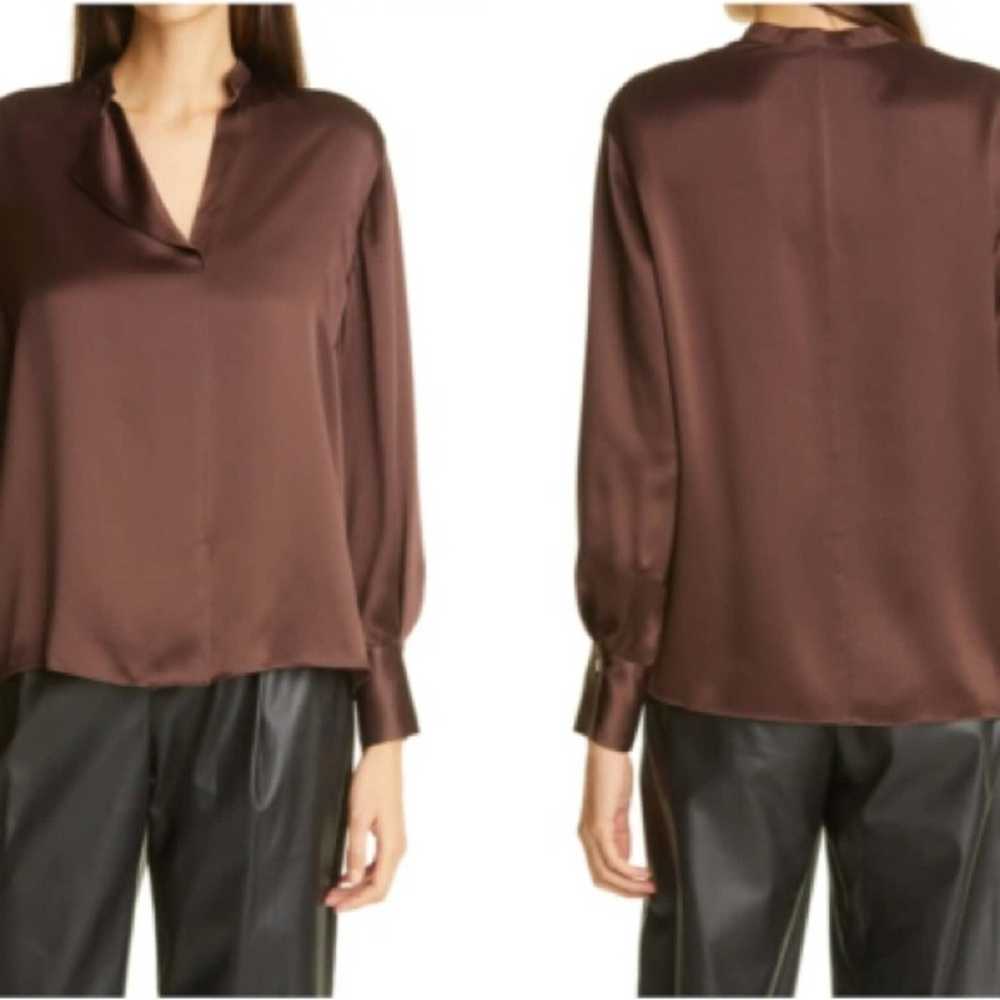Vince Vince Drape Front Relaxed Silk Brown Blouse… - image 2