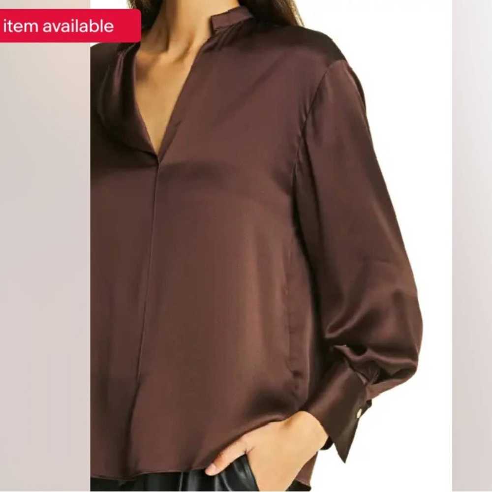 Vince Vince Drape Front Relaxed Silk Brown Blouse… - image 3