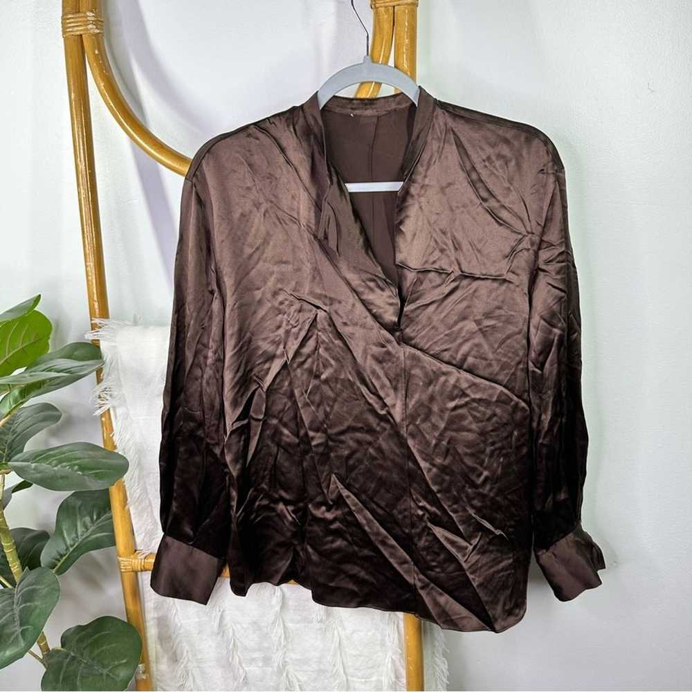 Vince Vince Drape Front Relaxed Silk Brown Blouse… - image 4