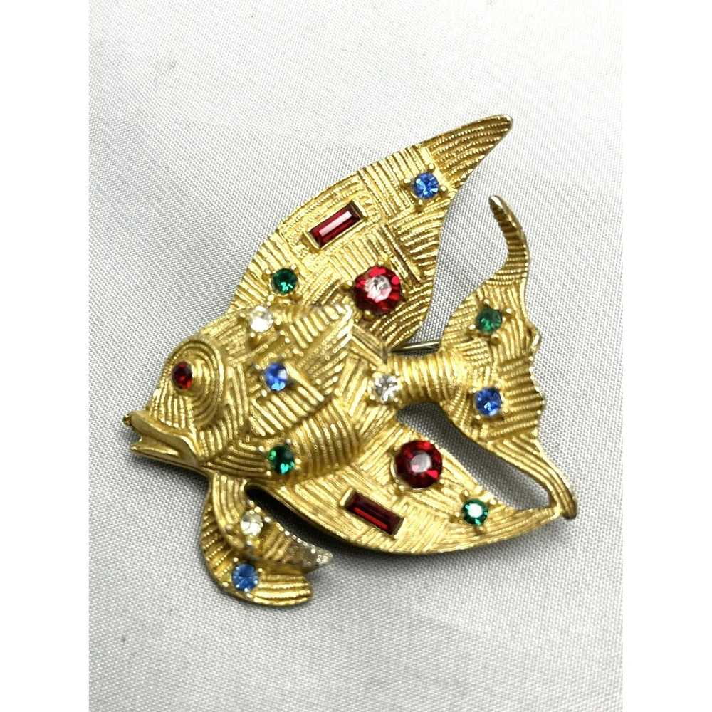 Vintage Vintage Jeweled Rhinestone Gold Textured … - image 2